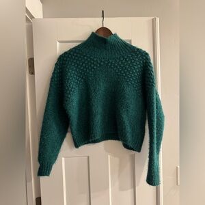Free People teal mock turtle neck sweater